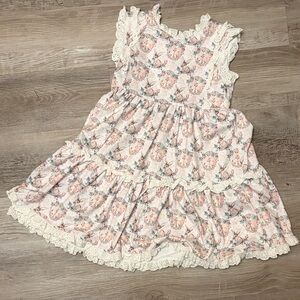 Floral Lace Trim Kids Easter Dress